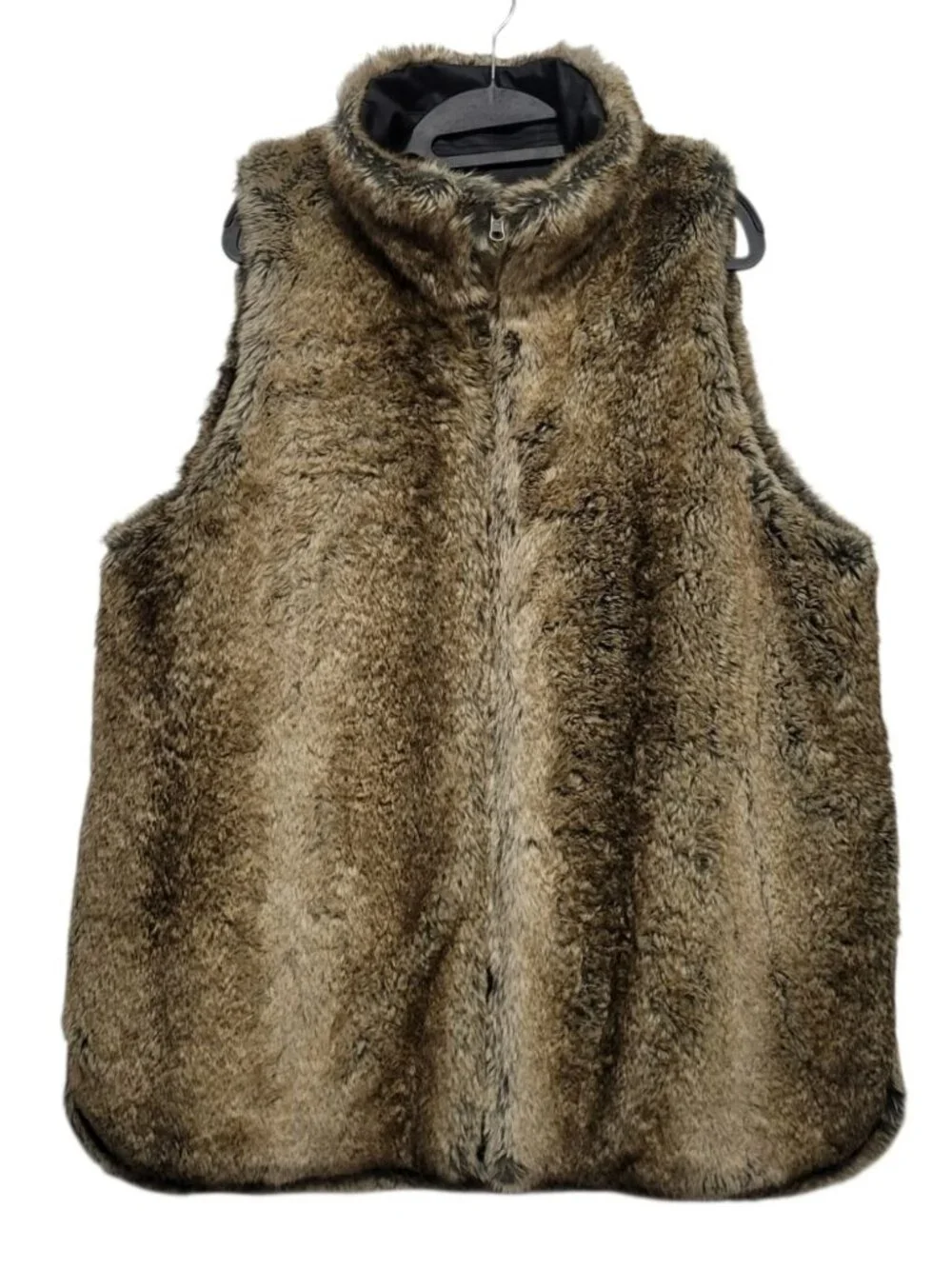 Tuckernuck Emilia Black Waxed Reversible Vest Faux Fur Sleeveless Jacket